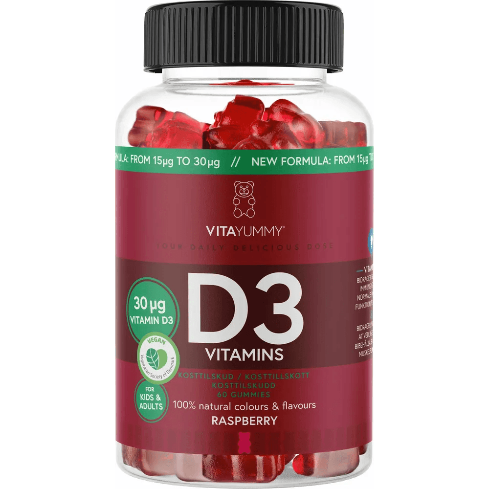 VitaYummy aviečių skonio multivitaminai su vitaminu D3, maisto papildas, 60 vnt/180 g Vitayummy TIESIOG GRAŽI