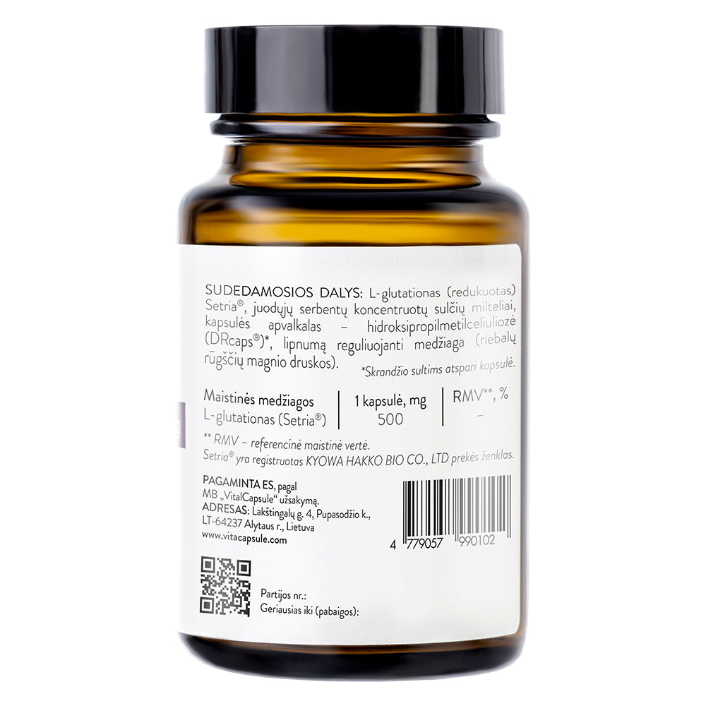GlutOx® N30 maisto papildas L-glutationas 500 mg VitalCapsule TIESIOG GRAŽI