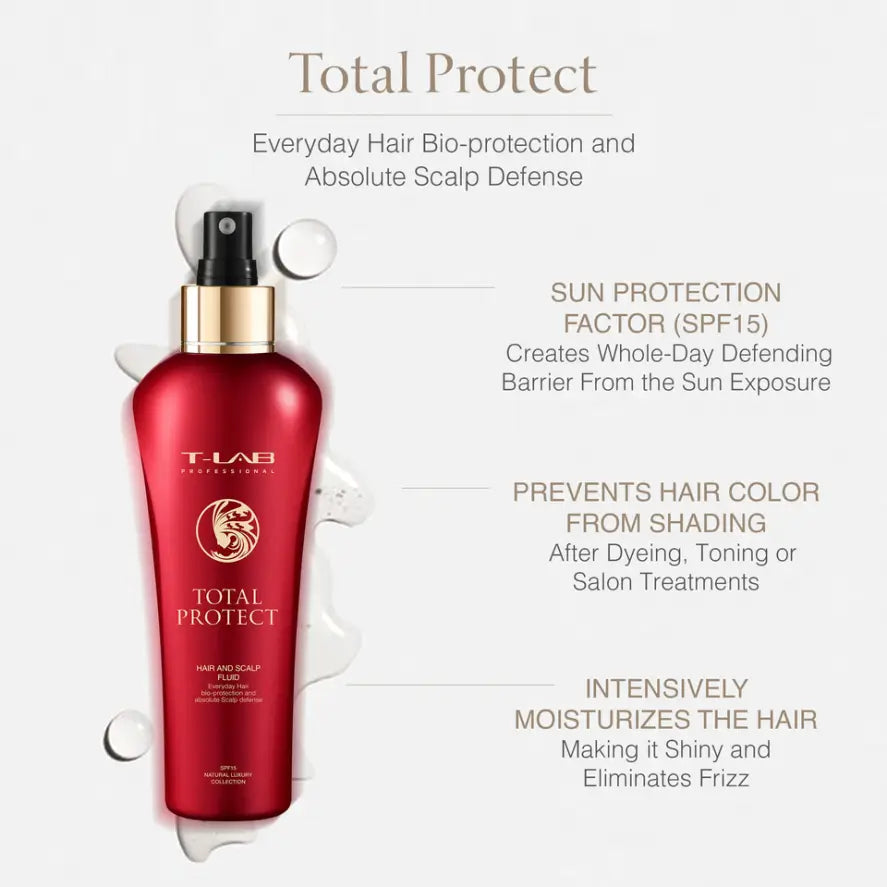 T-LAB Professional Total Protect Hair And Scalp Fluid SPF15 Dažytų ar chemiškai apdorotų plaukų fluidas su apsauga 150ml T-LAB Professional TIESIOG GRAŽI