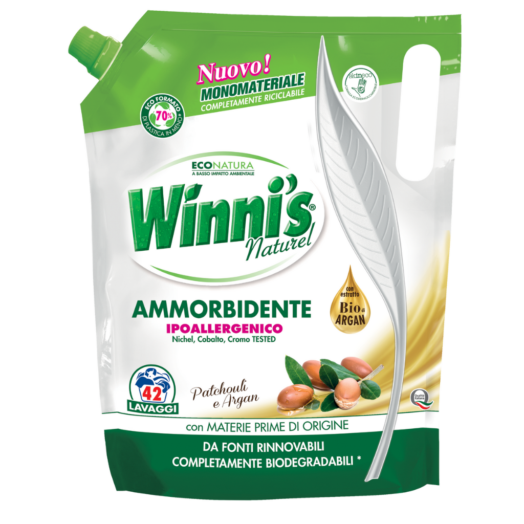 Ekologiškas skalbinių minkštiklis Pačiulis ir Arganas WINNI'S 1470ml (42 skalbimai) Winni's TIESIOG GRAŽI