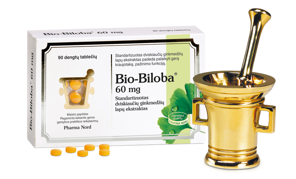 PHARMA NORD maisto papildas BIOBILOBA 60 mg, 90 tab. PharmaNord TIESIOG GRAŽI
