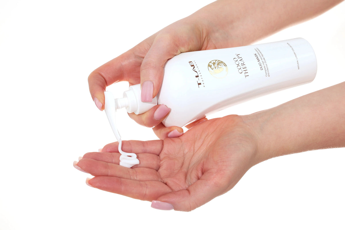 T-LAB Professional Coco Therapy Duo Mask Sausų ir pažeistų plaukų kaukė T-LAB Professional TIESIOG GRAŽI