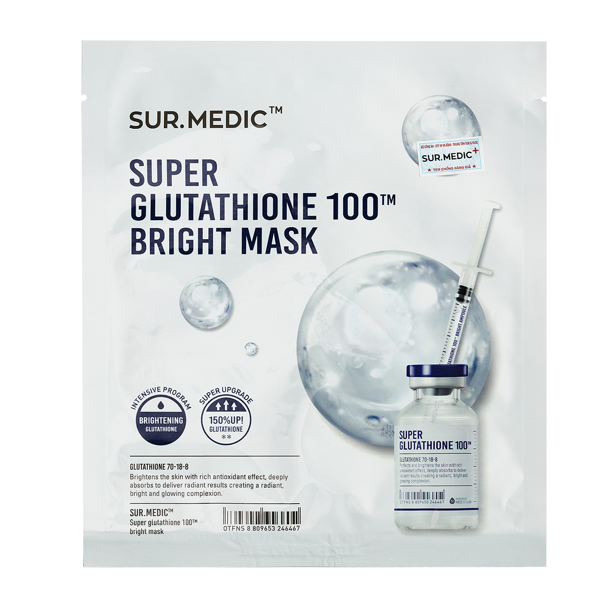 SUR. MEDIC™ Super Glutathione 100™ Skaistinamoji veido kaukė, 1×30 g VitalCapsule TIESIOG GRAŽI