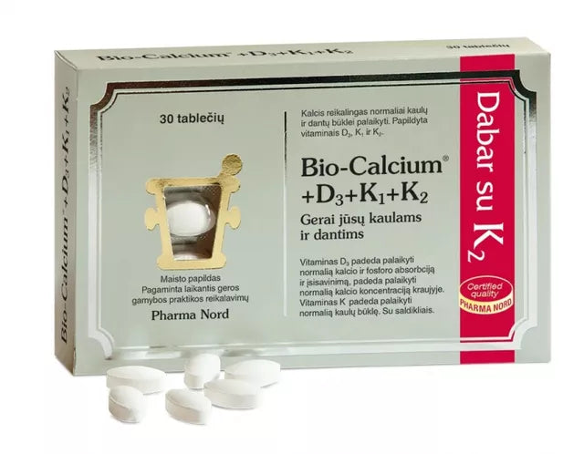 PHARMA NORD maisto papildas BIO-CALCIUM + D3 + K, 30 tab.