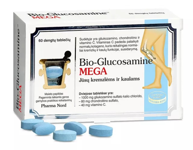 PHARMA NORD maisto papildas BIO-GLUCOSAMINE MEGA 500 mg, 60 tab.